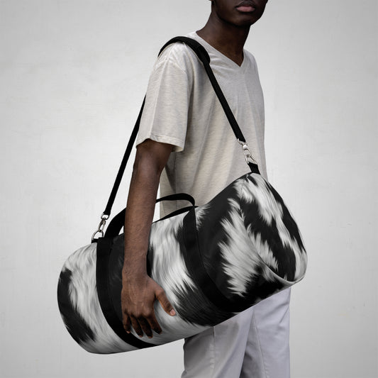 Cowhide on Hair Leather - Black and White - Designer Style - Duffel Bag