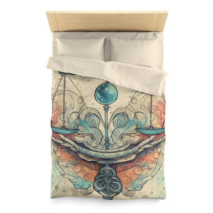 Libra Zodiac - Astrology Sign Street Art Equilibrium in Pastels - Microfiber Duvet Cover