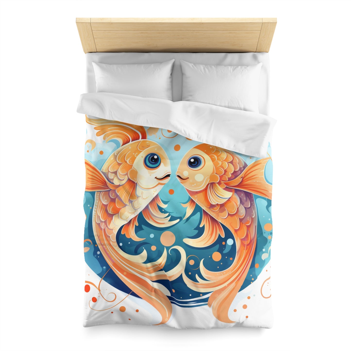 Charming Cartoon Fish Pisces - Dreamy Zodiac Illustration - Microfiber Duvet Cover