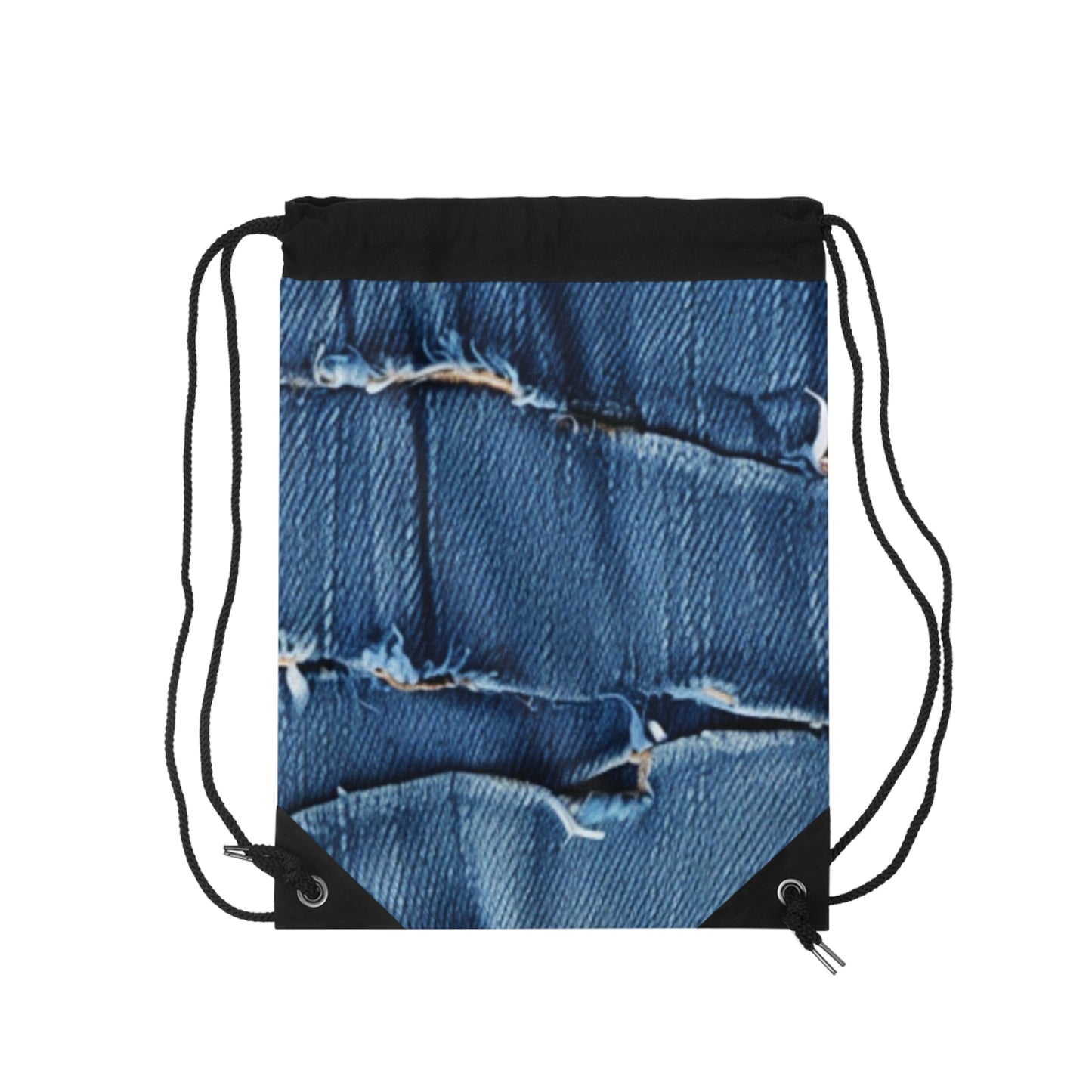 Denim desgastado azul medianoche: diseño resistente, rasgado y elegante - Mochila con cordón 