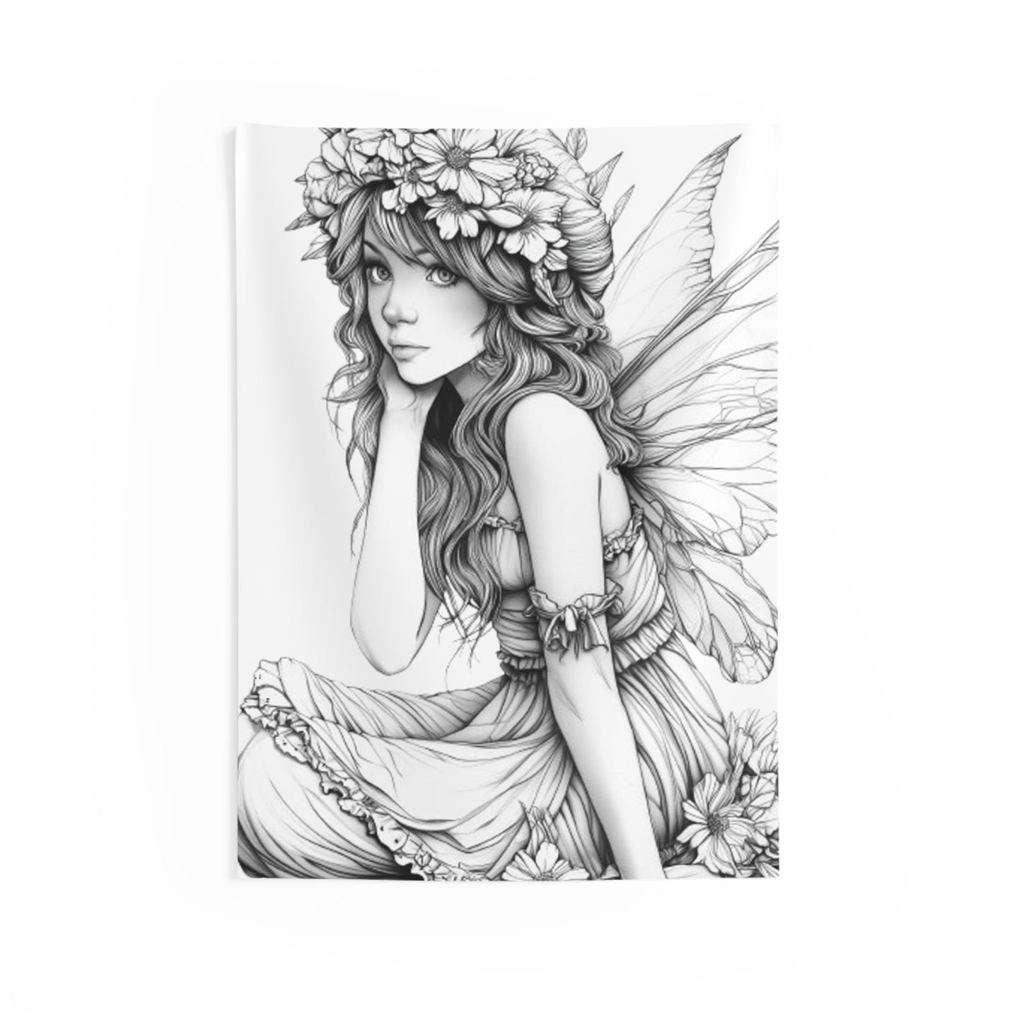 Garden Fairy Line Fantasy Art - Indoor Wall Tapestries