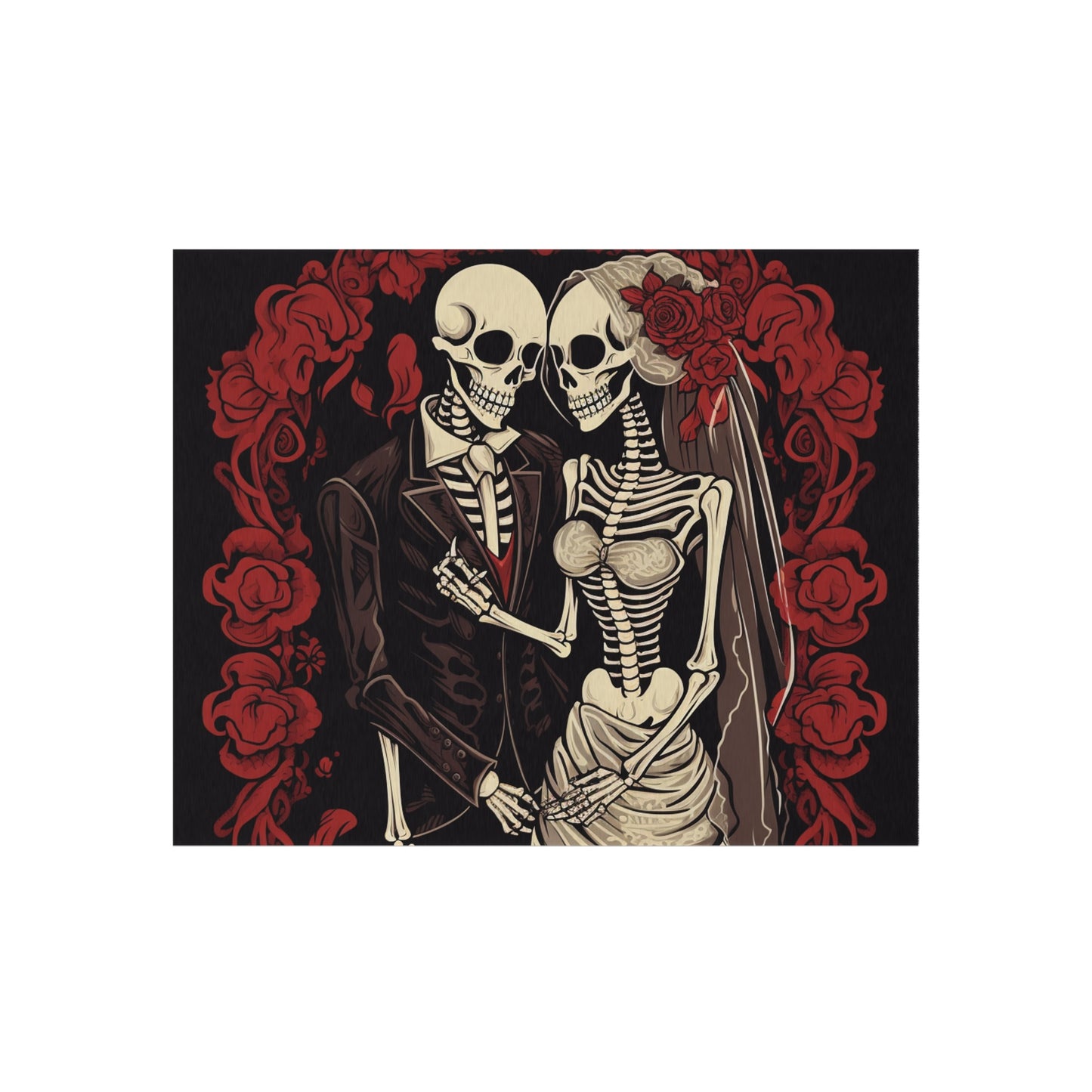 Halloween Wedding Bride & Groom Love - Holiday Festive - Outdoor Rug