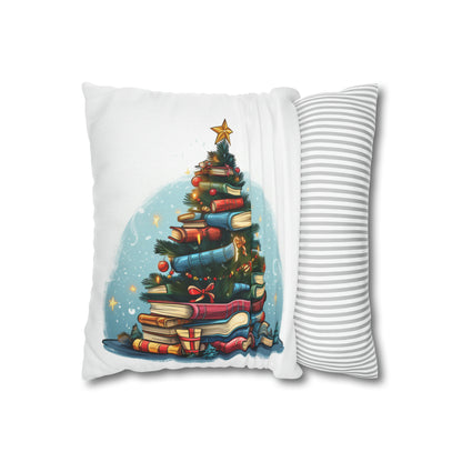 Book Lover Christmas Tree, Gift For Readers - Spun Polyester Square Pillow Case