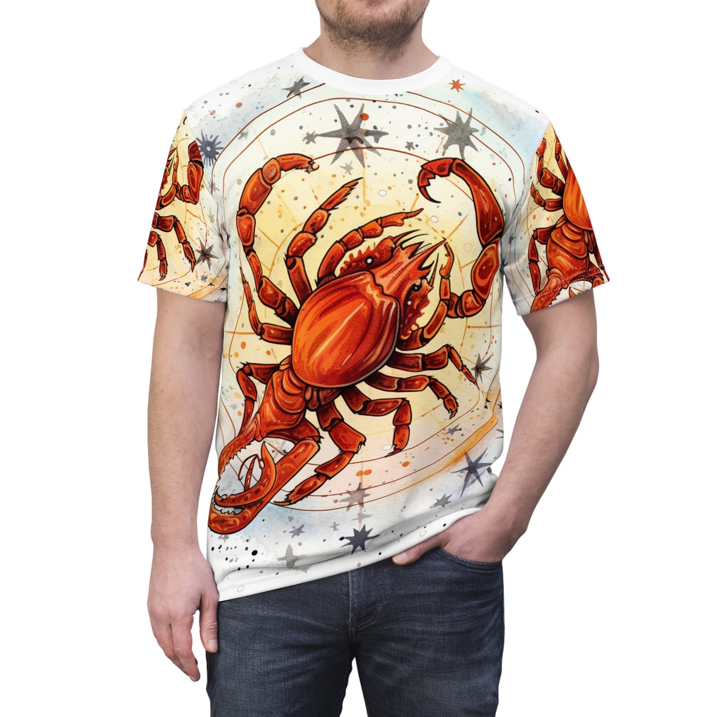 Prickly Scorpio Astrology - Sharp Zodiac Scorpion Celestial Horoscope - Unisex Cut & Sew Tee (AOP)