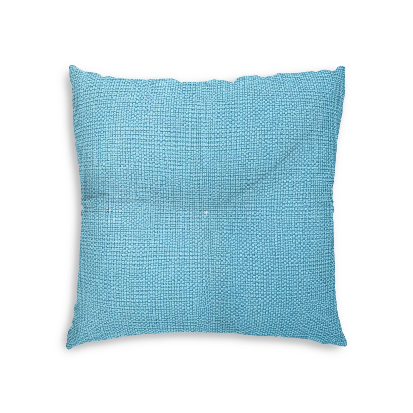 Bright Aqua Teal: Denim-Inspired Refreshing Blue Summer Fabric - Tufted Floor Pillow, Square