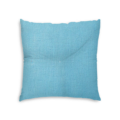 Bright Aqua Teal: Denim-Inspired Refreshing Blue Summer Fabric - Tufted Floor Pillow, Square