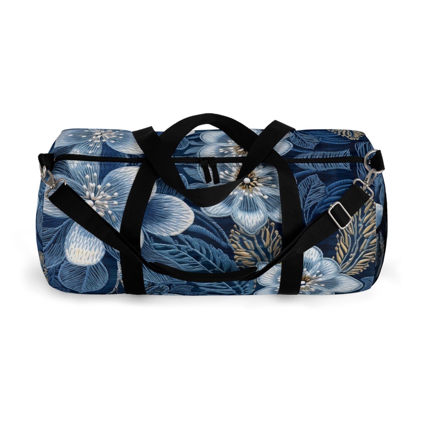 Flower Blossom Embroidery Floral on Denim Style - Duffel Bag