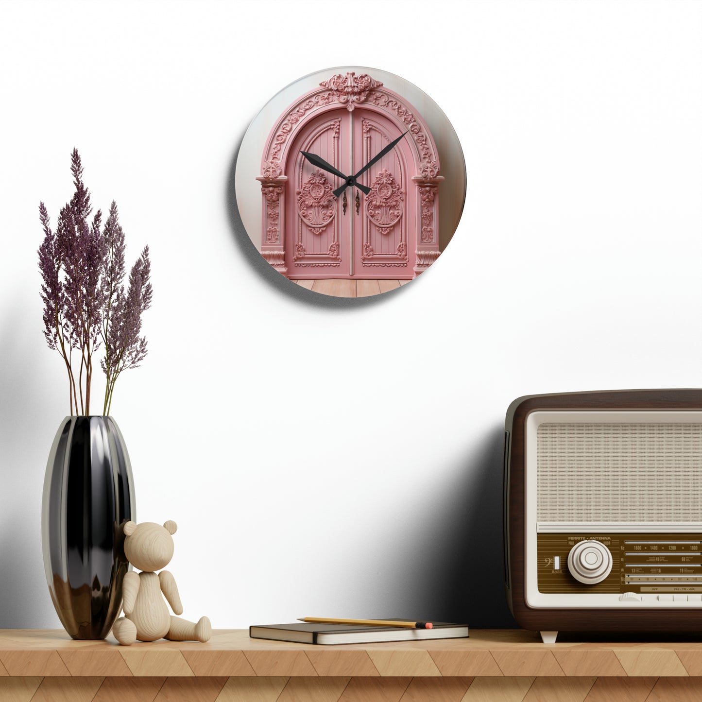 Pink Door - Acrylic Wall Clock