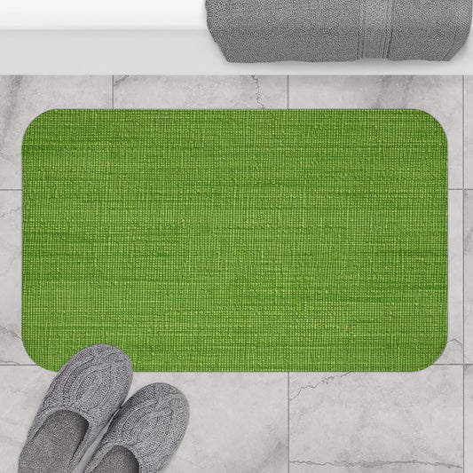 Olive Green Denim-Style: Seamless, Textured Fabric - Bath Mat