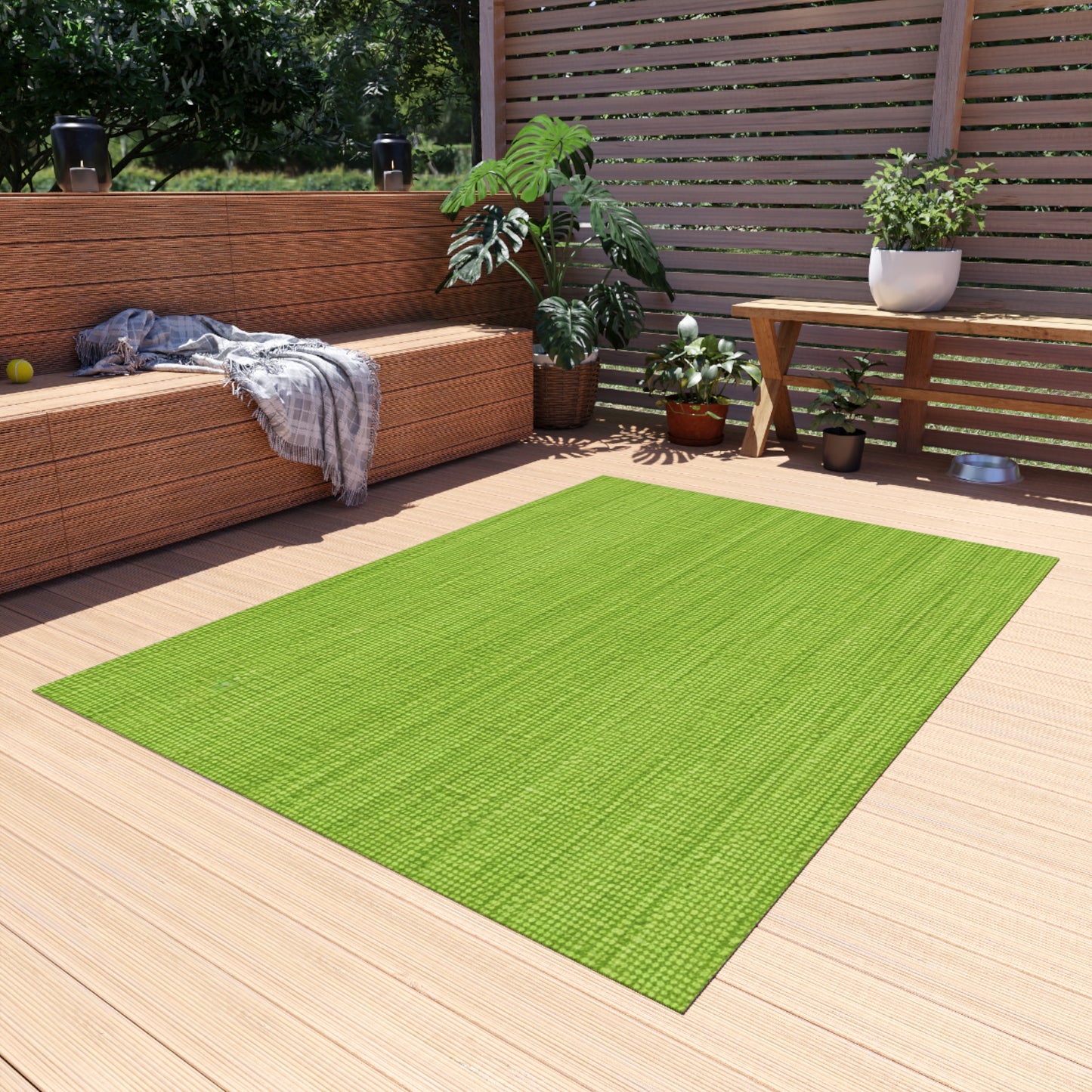 Lush Grass Neon Green: Denim-Inspired, Springtime Fabric Style - Outdoor Rug