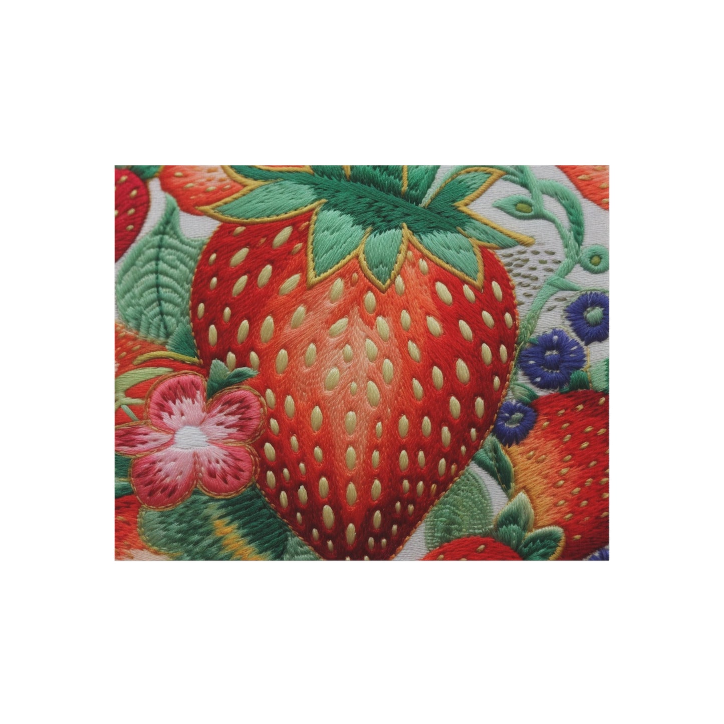 Berry Delight: Sun-Kissed Strawberries Fields Meet Embroidered Style Strawberry Patterns - Outdoor Rug