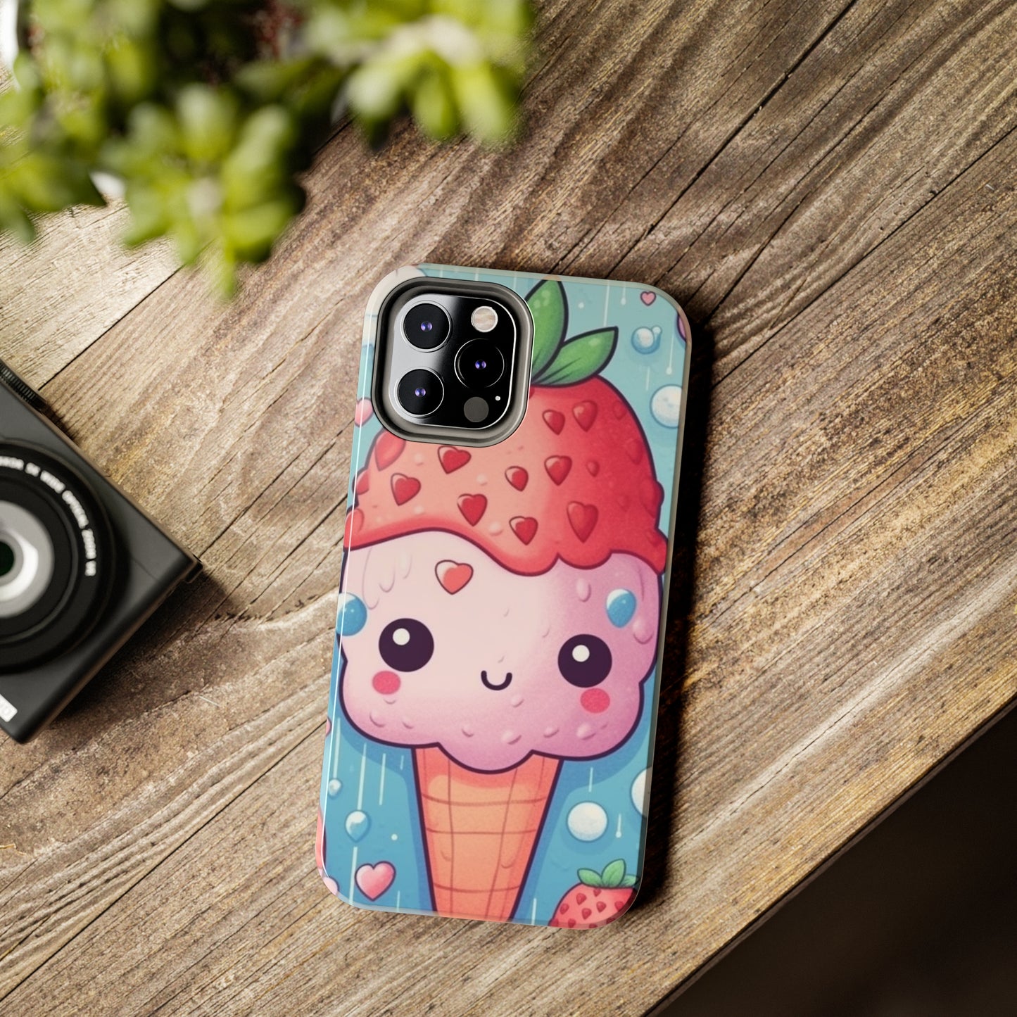 Kawaii Strawberry Sundae Cone - Traditional Japanese Anime Dessert Delight - Sweet Berry Otaku Gift - Tough Phone Cases