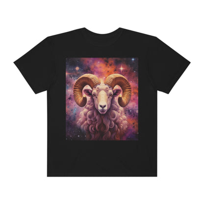 Mystic Aries Constellation - Vibrant Astrology Art - Zodiac Ram - Unisex Garment-Dyed T-shirt