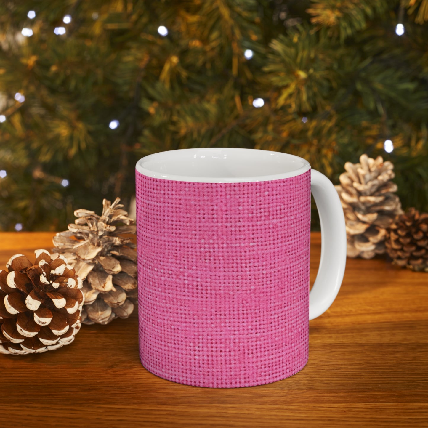 Doll-Like Pink Denim Designer Fabric Style - Ceramic Mug 11oz