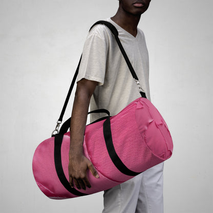 Distressed Neon Pink: Edgy, Ripped Denim-Inspired Doll Fabric - Duffel Bag