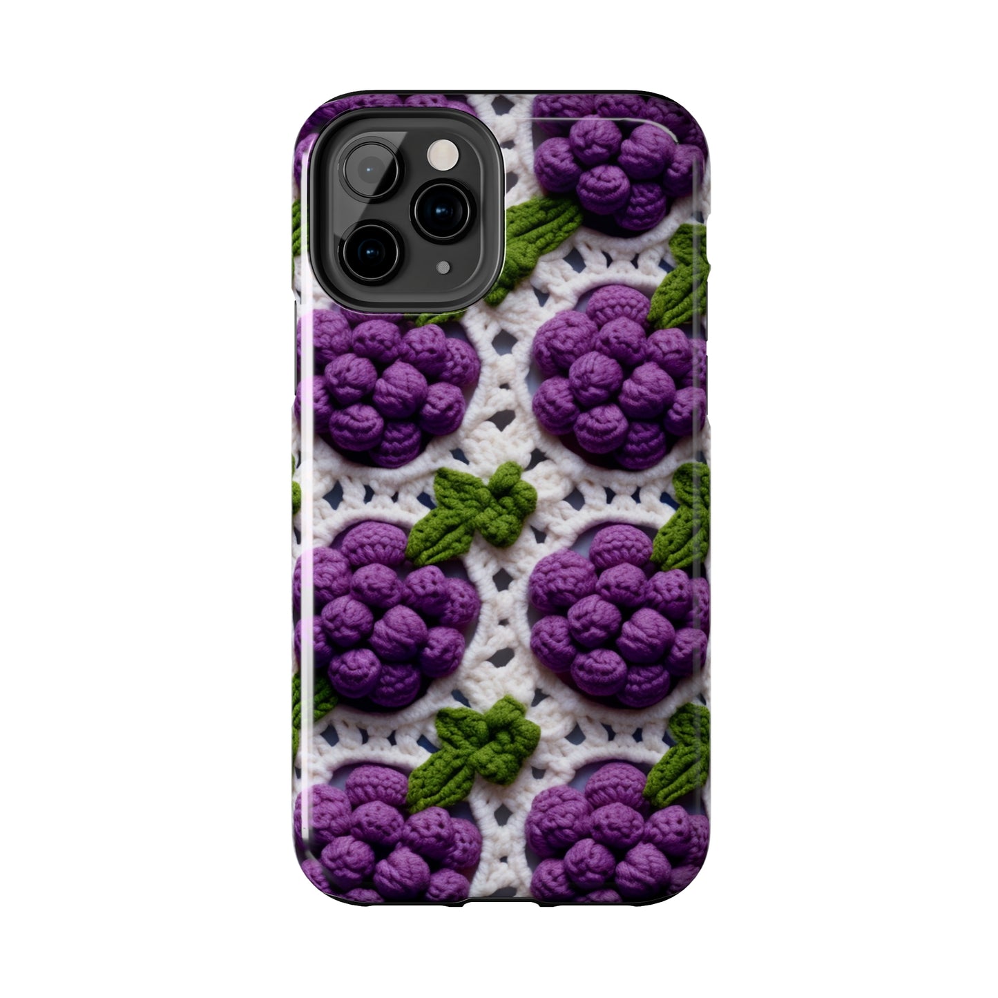 Crochet Grapes Pattern - Granny Square Design - Fresh Fruit Pick - Orchard Purple Snack Food - Tough Phone Cases