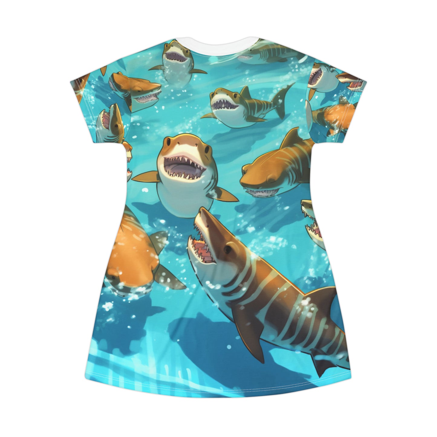 Tiger Shark: Ocean Marine Wildlife - Underwater - T-Shirt Dress (AOP)