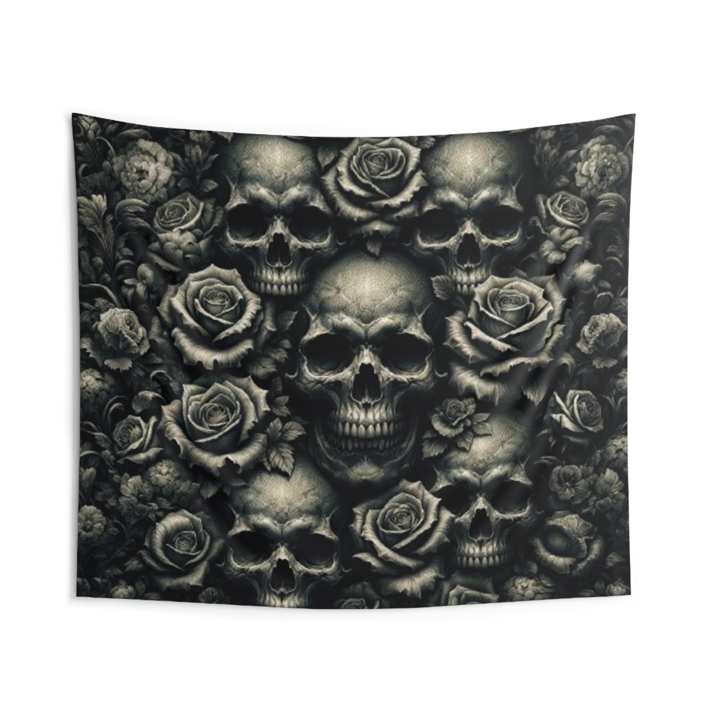 Dark Elegance: Gothic Skulls, Black and Bold - Indoor Wall Tapestries