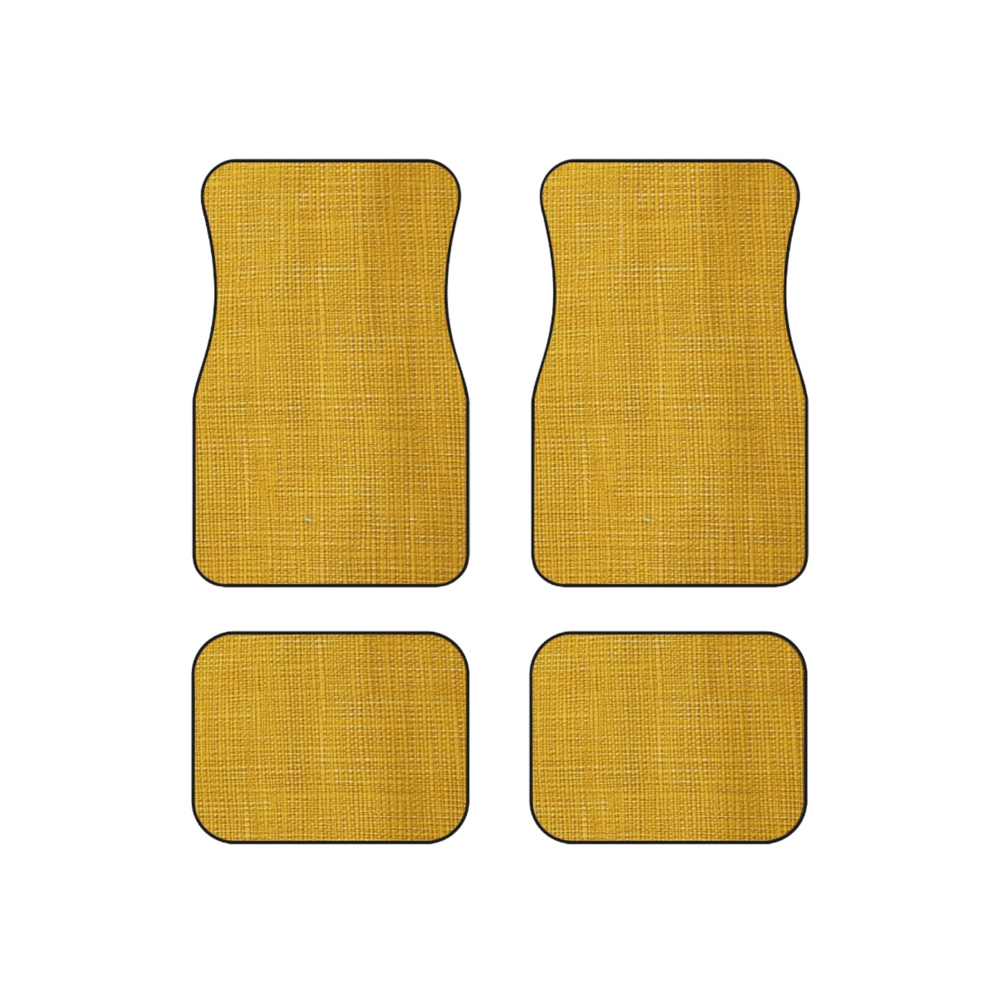 Radiant Sunny Yellow: Denim-Inspired Summer Fabric - Car Mats (Set of 4)