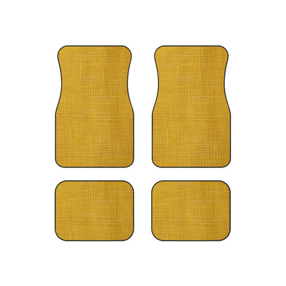 Radiant Sunny Yellow: Denim-Inspired Summer Fabric - Car Mats (Set of 4)