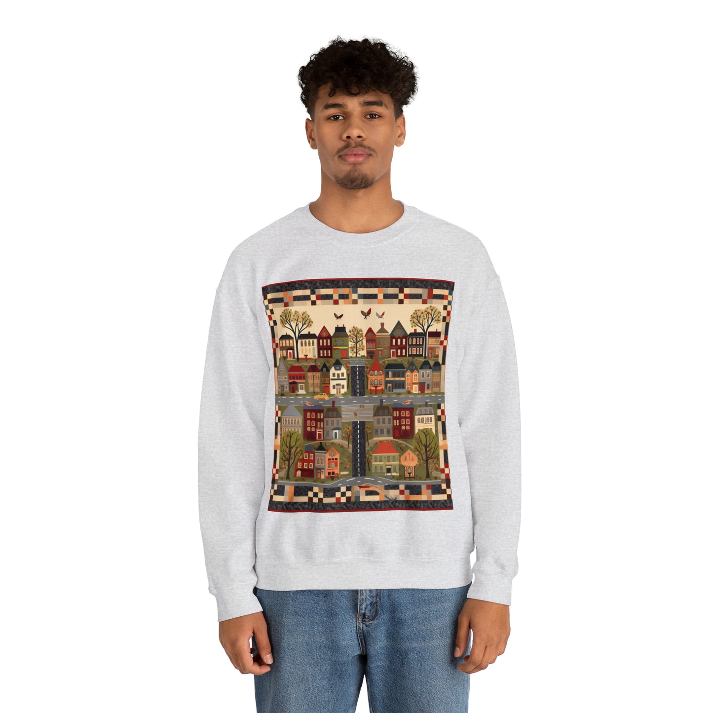 Home Town Quilt Design - Unisex Heavy Blend™ Crewneck Sweatshirt