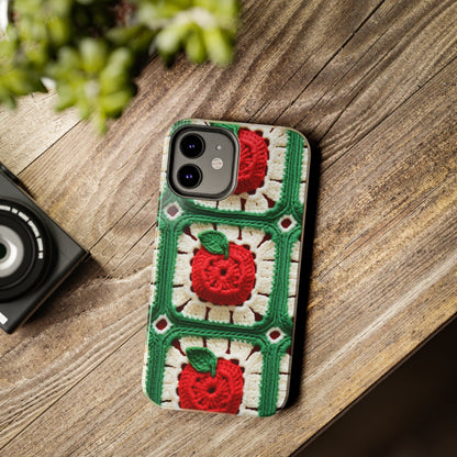 Apple Granny Square Crochet Pattern: Wild Fruit Tree, Delicious Red Design - Tough Phone Cases