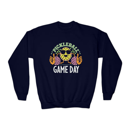 Retro Game Day Pickleball Groovy Anime - Sudadera con cuello redondo para jóvenes