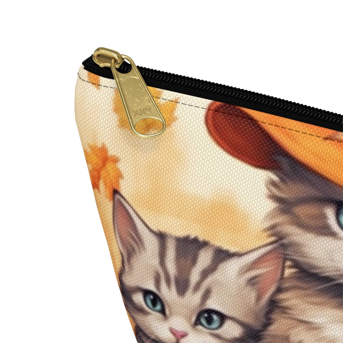 Kitty Cat Kittens Halloween - Cute Furries on Pumpkin - Festive Feline Decor - Accessory Pouch w T-bottom