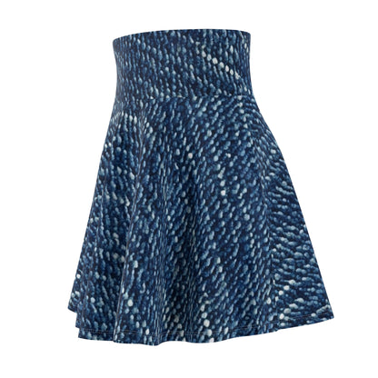 Denim-Inspired Design - Distinct Textured Fabric Pattern - Women's Skater Skirt (AOP)