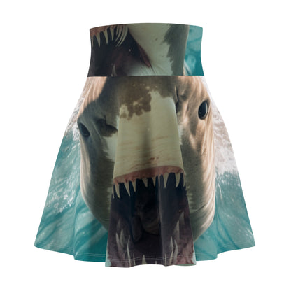 Bull Shark: River Monster Menace - Realistic Dark Water Predator - Women's Skater Skirt (AOP)