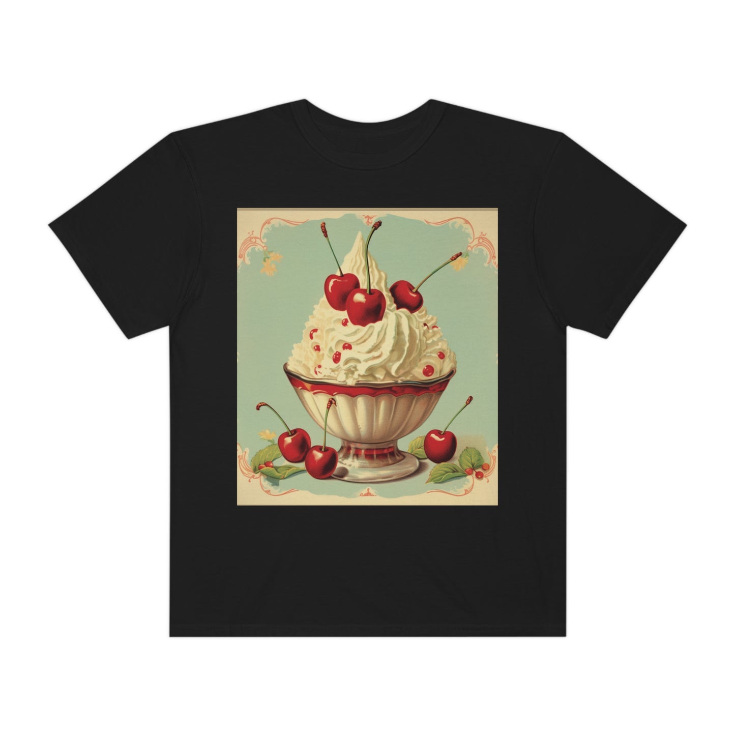 Retro Ice Cream Sundae Parlour Scoop Diner Dessert Art - Camiseta unisex teñida de ropa