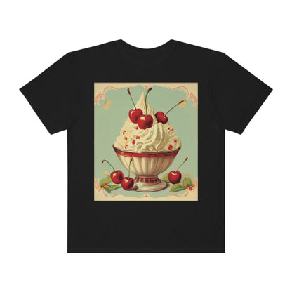 Retro Ice Cream Sundae Parlour Scoop Diner Dessert Art - Camiseta unisex teñida de ropa