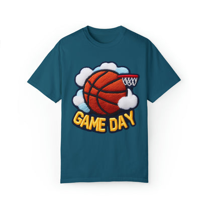 Game Day Basketball シェニール パッチ刺繍デザイン - ユニセックスガーメントダイ T シャツ