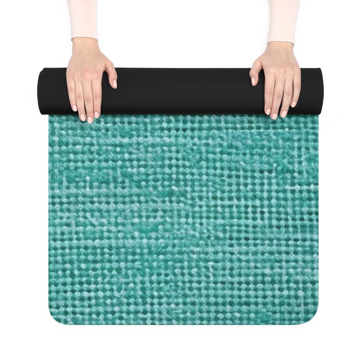 Diseño de tela vaquera color turquesa menta, material elegante - Estera de yoga de goma