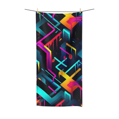 Vibrant Trendy Neon Abstract Geometric Pattern Design Polycotton Towel