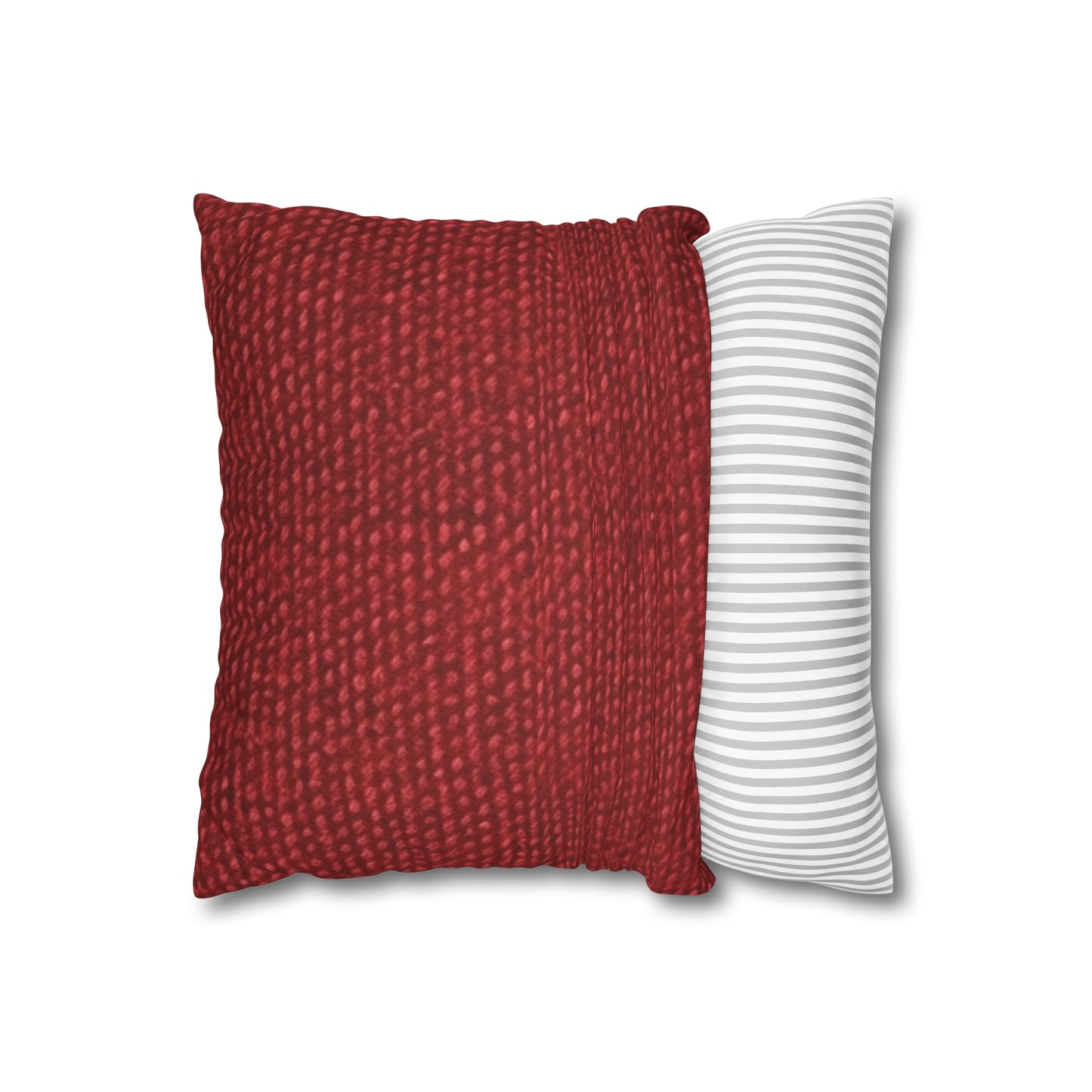 Bold Ruby Red: Denim-Inspired, Passionate Fabric Style - Spun Polyester Square Pillow Case