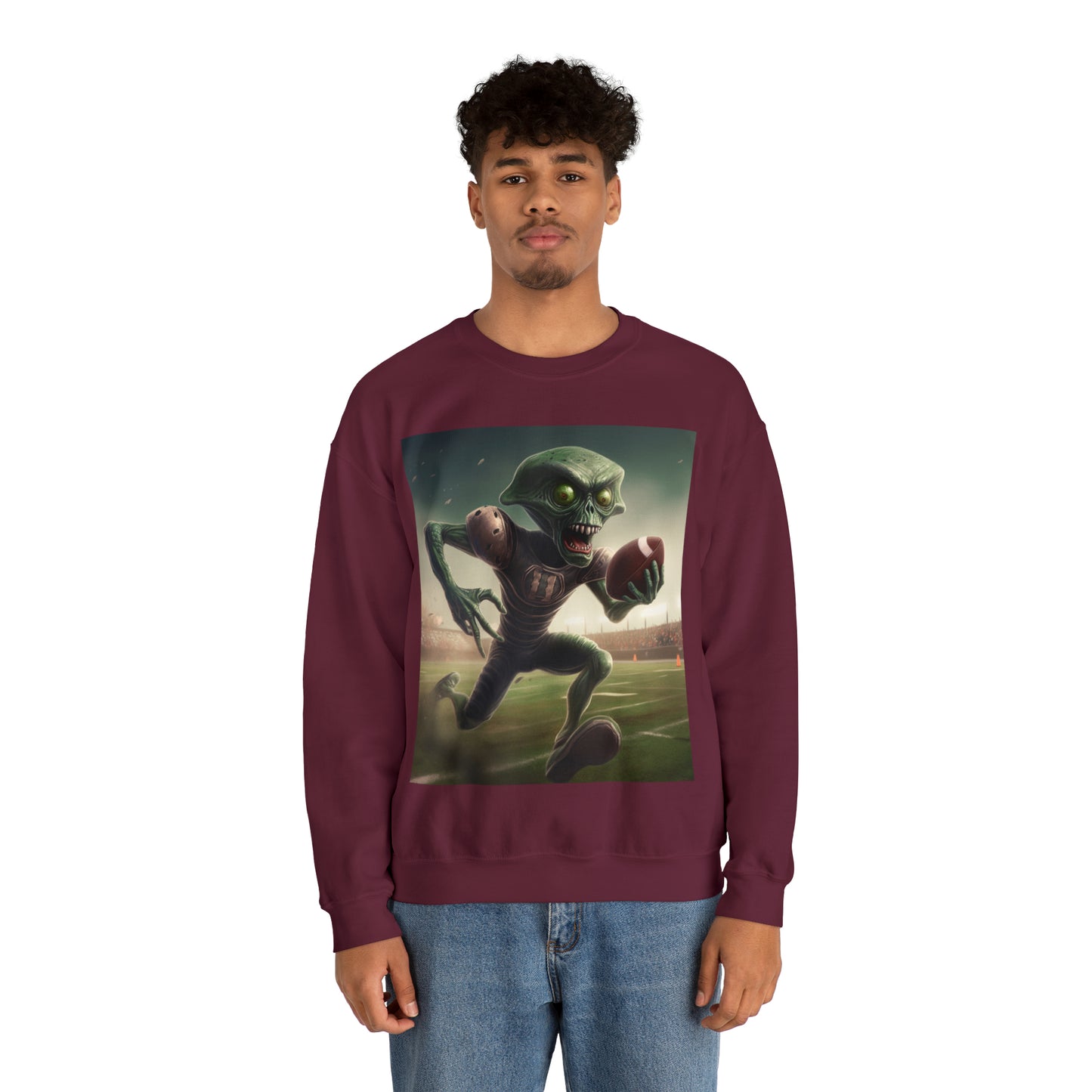 Alien Football Space Sport Game Stadium Athlete Galaxy Player - Unisex Heavy Blend™ Crewneck Sweatshirt