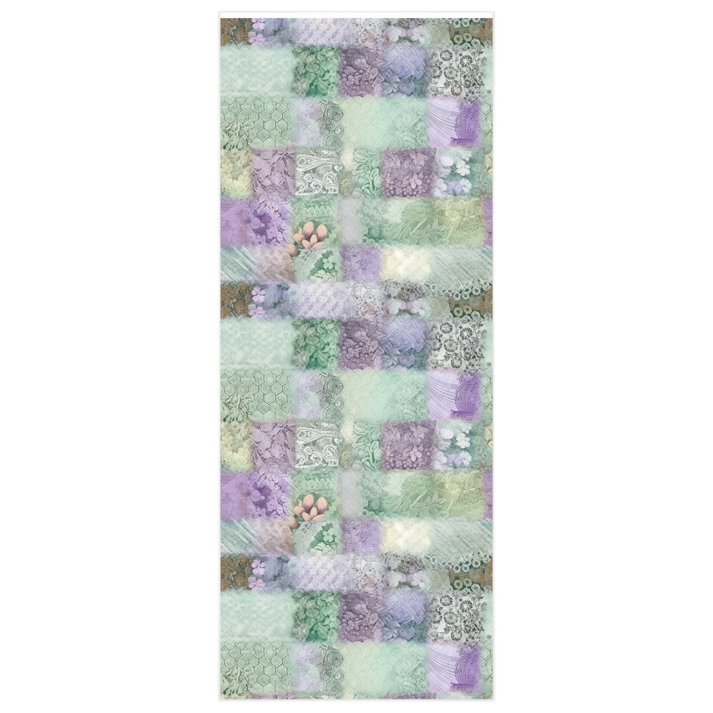 Medley Patchwork - Muted Pastels, Gingham & Lace, Boho Paisley Mix, Quilted Aesthetic Design - Wrapping Paper