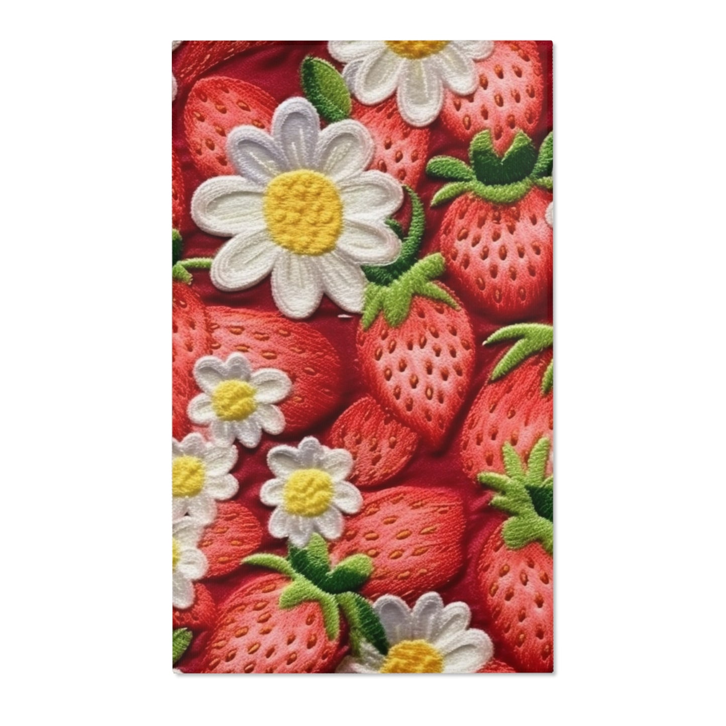 Strawberry Strawberries Embroidery Design - Fresh Pick Red Berry Sweet Fruit - Area Rugs