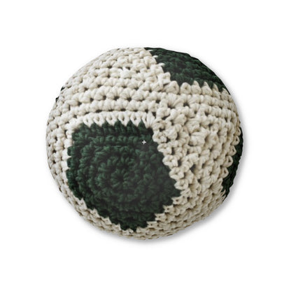 Home Soccer Ball Shaped Hooked Pillow - Assembled and Shipped From USA - Tufted Floor Pillow, Round