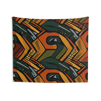 Textil de adorno africano estilo años 1960-1970 - Patrón atrevido e intrincado - Tapices de pared interior 