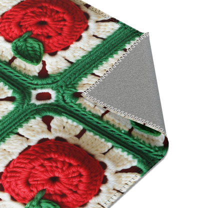 Apple Granny Square Crochet Pattern: Wild Fruit Tree, Delicious Red Design - Area Rugs