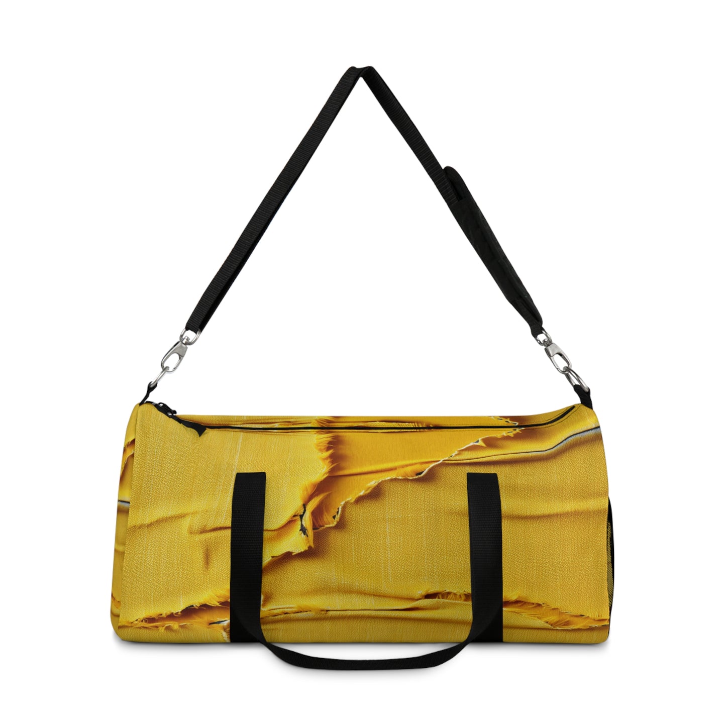 Banana Yellow Lemon: Bold Distressed, Denim-Inspired Fabric - Duffel Bag