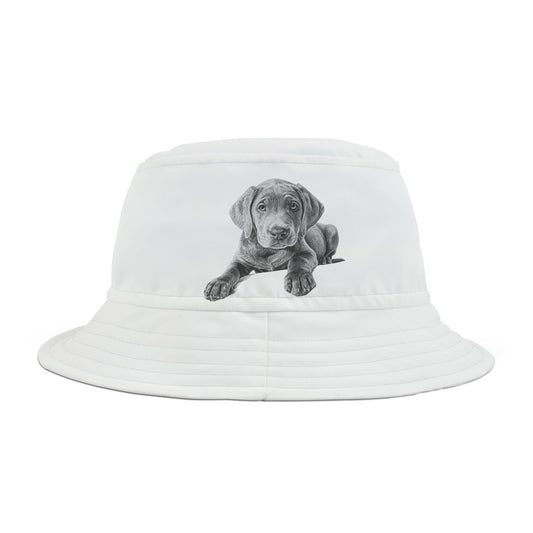Charcoal Labrador Dog, Puppy Lover Gift, Bucket Hat (AOP)