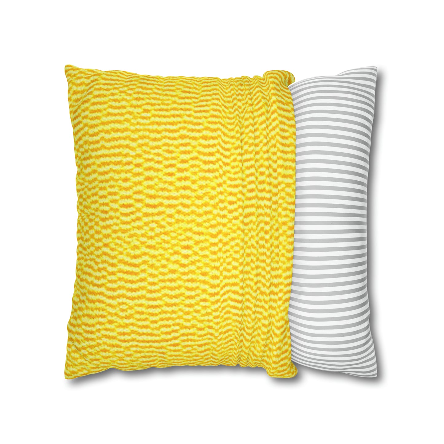 Sunshine Yellow Lemon: tela alegre e inspirada en la mezclilla - Funda de almohada cuadrada de poliéster hilado 