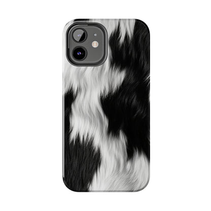 Cowhide on Hair Leather - Black and White - Designer Style - Tough Phone Cases