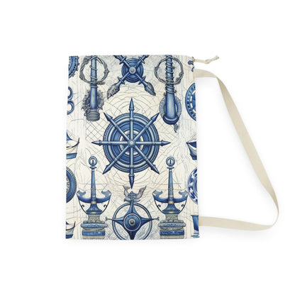 Nautical Theme Art - Anchors, Ropes, Compass Laundry Bag