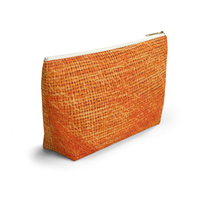 Burnt Orange/Rust: Denim-Inspired Autumn Fall Color Fabric - Accessory Pouch w T-bottom