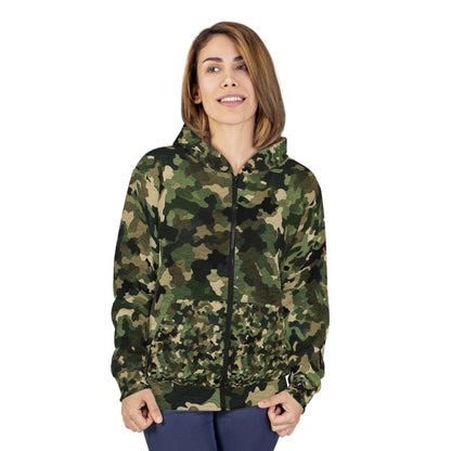 Camuflaje clásico | Envoltura de camuflaje | Camuflaje tradicional - Sudadera con capucha unisex con cremallera (AOP) 