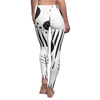 Scandinavian Minimalist Monochrome Shapes & Lines Design Women's Cut & Sew Casual Leggings (AOP)